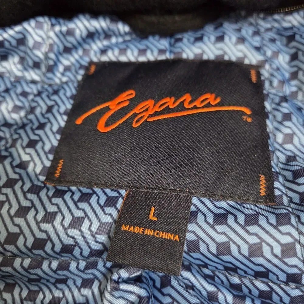 Egara Peacoat Wool Blend Men's L Quilt Lined Very Dark Navy/Black